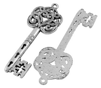 PandaHall Tibetan Style Alloy Big Pendants, Lead Free and Cadmium Free, Skeleton Key Pendants, Antique Silver, Lead Free & Cadmium Free;...