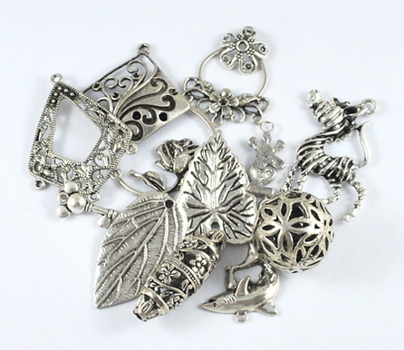 PandaHall Tibetan Style Pendants, Mixed Shapes, Antique Silver Color, Size: about 12~64mm long, 9~62mm wide, 1~20mm thick, hole: 2~6mm Alloy...