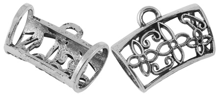 PandaHall Tibetan Style Hangers, Bail Beads, Lead Free , Tube, Antique Silver, Size: about 25mm long, 32mm wide, 19mm thick, Hole: 5mm Alloy...