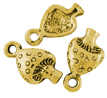 PandaHall Tibetan Style Pendants, Lead Free, Cadmium Free and Nickel Free, Mushroom, Golden, Size: about 13mm long, 8mm wide, hole: 2mm...