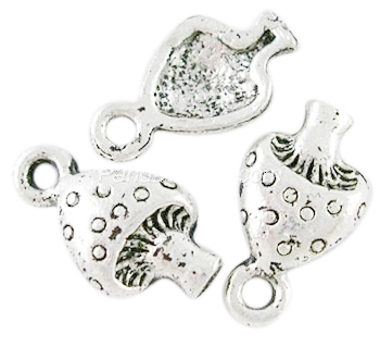 PandaHall Tibetan Style Pendants, Lead Free, Cadmium Free and Nickel Free, Mushroom, Silver, Size: about 13mm long, 8mm wide, hole: 2mm...