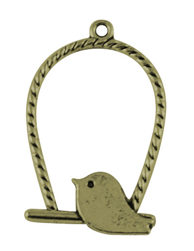 PandaHall Tibetan Style Pendants, Lead Free & Cadmium Free, Ring with Birds, Antique Bronze, 32x20x3mm, Hole: 2mm Alloy Ring