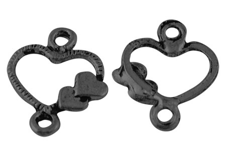 PandaHall Tibetan Style Connectors, Heart, Gunmetal, Lead Free, 13x11x1mm, Hole: 1mm Alloy Heart