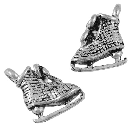 PandaHall Hobby Pendants Tibetan Style Sport Pendants, Ice Skate Charm, Antique Silver, Lead Free, 15x10x4mm, Hole: 1.5mm Alloy Shoes