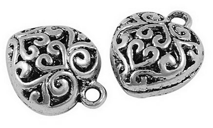 PandaHall Tibetan Style Charms Pendants, Lead Free and Cadmium Free, Heart, Antique Silver, 16.5x13.5x9mm, Hole: 2mm Alloy Heart