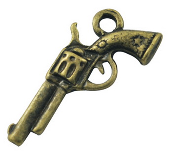 PandaHall Zinc Alloy Gun Necklace Pendants, Revolver Pistol Charm, for 2012 London Olympic. Jewelry, Antique Bronze, Lead Free and Cadmium...