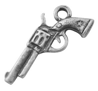 PandaHall Zinc Alloy Gun Necklace Pendants, Revolver Pistol Charm, for 2012 London Olympic. Jewelry, Antique Silver, Lead Free, Nickel Free...