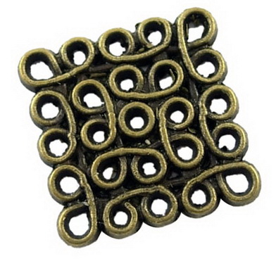 PandaHall Tibetan Style Filigree Links, Alloy, Cadmium Free & Lead Free & Nickel Free, Square, Antique Bronze Color, Size: about 15mm long...