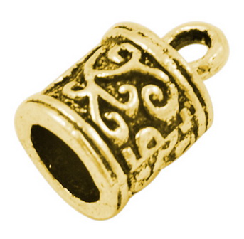 PandaHall Alloy Cord Ends, Tibetan Style, Cadmium Free & Nickel Free & Lead Free, Column, Antique Golden Color, Size: about 13mm long, 8.5mm...