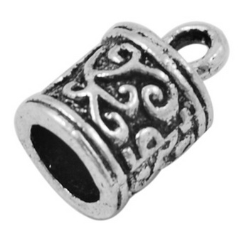 PandaHall Alloy Cord Ends, Tibetan Style, Cadmium Free & Lead Free, Column, Antique Silver Color, Size: about 13mm long, 8.5mm wide, 8.5mm...
