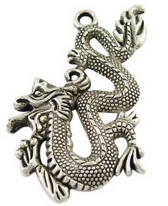PandaHall Tibetan Style Pendants, Dragon, Antique Silver, Lead Free and Cadmium Free, 51x31x3mm, Hole: 3.8mm Alloy Dragon