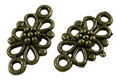 PandaHall Tibetan Style Connectors, Alloy, Cadmium Free & Nickel Free & Lead Free, Flower, Antique Bronze Color, Size: about 16mm long, 8mm...