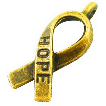 PandaHall Breast Cancer Awareness Ribbon Carved Word Hope Tibetan Style Pendants, Lead Free and Cadmium Free, Antique Golden, 18x7.5x3mm...