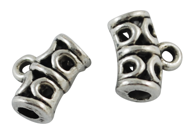 PandaHall Tibetan Style Hangers, Bail Beads, Lead Free, Tube, Antique Silver, Size: about 10mm long, 12mm wide, 6mm thick, hole: 1.5mm, big...