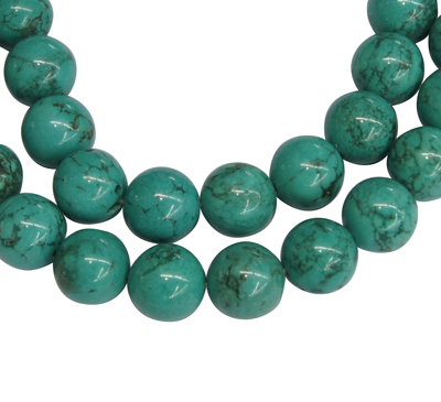PandaHall Gemstone Beads, Natural Sinkiang Turquoise, Round, Dyed, Turquoise Color, Size: about 12mm in diameter, hole: 1.5mm, 36 pcs/strand...