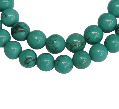 PandaHall Gemstone Beads, Natural Sinkiang Turquoise, Round, Dyed, Turquoise Color, Size: about 8mm in diameter, hole: 1.2mm, 50 pcs/strand...