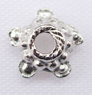 PandaHall Tibetan Silver Caps, Lead Free & Cadmium Free,s, Plated with Platinum, 6mm in diameter, 3mm high, Hole: 2mm Alloy