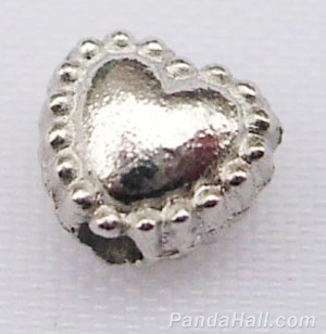 PandaHall Tibetan Silver Beads, Father's Day Jewellry Making, Lead Free & Nickel Free & Cadmium Free, Heart, Platinum, about 5mm in diameter...