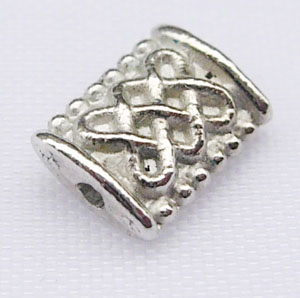 PandaHall Tibetan Silver Beads, Lead Free & Cadmium Free, Plated with Platinum, 7.5mm long, 5.5mm wide, 3mm thick, Hole: 1mm Alloy Rectangle