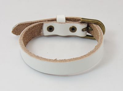 PandaHall Leather Watch Bands, with Alloy Findings, Antique Bronze Color, White, 255~265x10x2.5mm(8-7/8"~10-3/8"x3/8"x1/8") Leather White