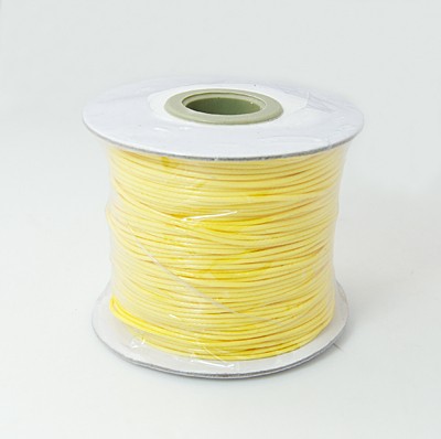 PandaHall Korean Wax Polyester Cord, Yellow, 1mm; about 100yards/roll Waxed Polyester Cord Yellow