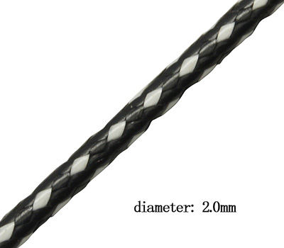 PandaHall Korean Waxed Polyester Cord, Double Color, Black/White, Size: about 2mm thick; about 100yards/roll Waxed Polyester Cord White