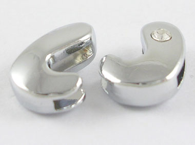 PandaHall Initial Silde Beads, Nickel Free Alloy and One Clear Rhinestone Beads, Letter J, about 12mm long, hole: 8.2x1.5mm Alloy+Rhinestone