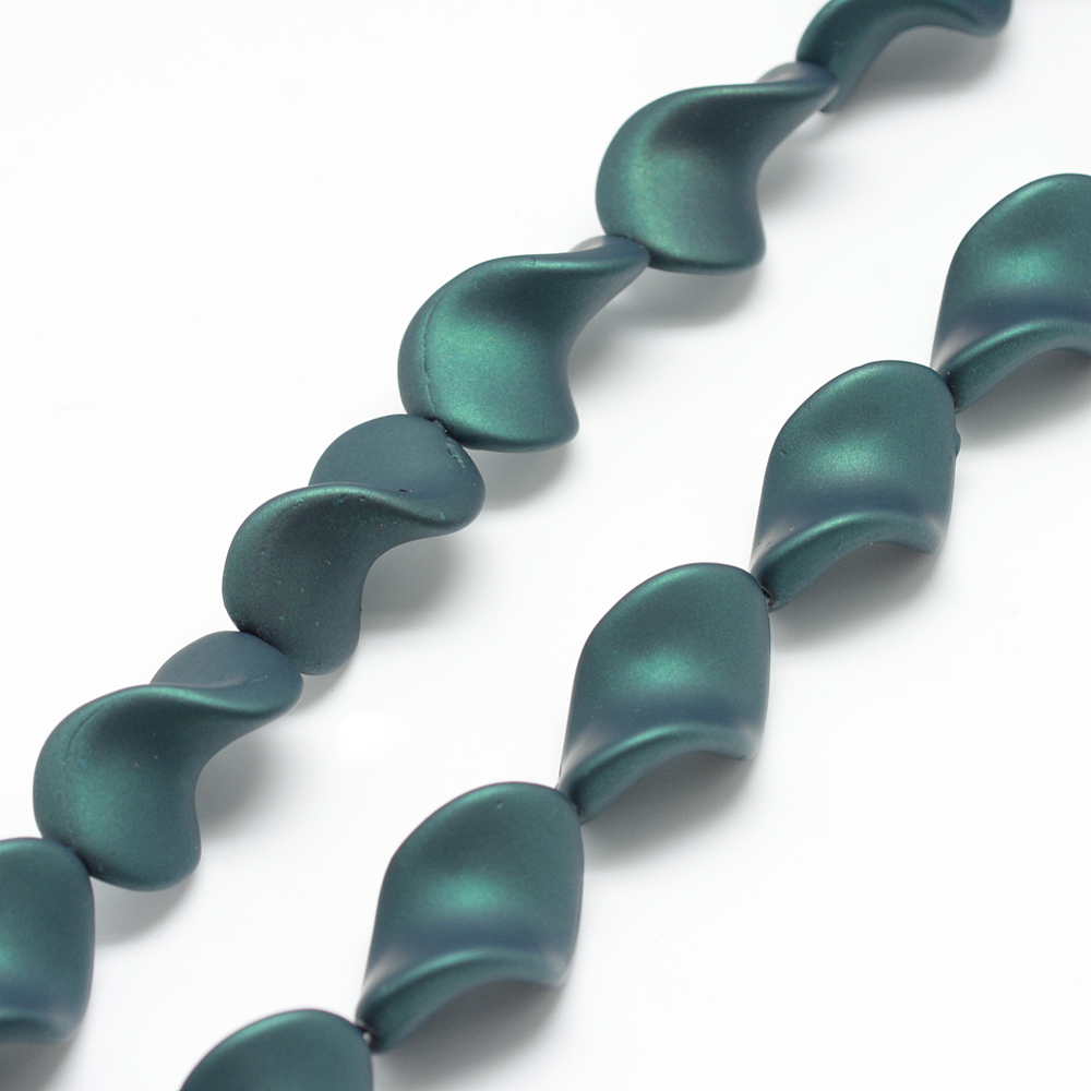 PandaHall Rubberized Style Acrylic Beads Strands, Twist, Teal, 27.5x17.5x13.5mm, Hole: 2mm Acrylic Twist Cyan