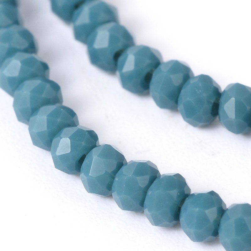 PandaHall Imitation Jade Glass Faceted Rondelle Beads Strands, DarkCyan, 3x2mm, Hole: 1mm; about 198pcs/strand, 15.7" Glass Rondelle Cyan
