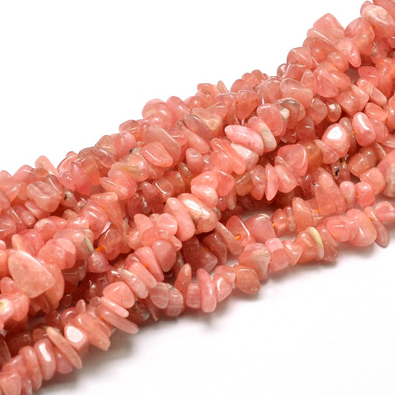 PandaHall Grade A Natural Rhodochrosite Chip Beads Strands, 5~14x4~10mm, Hole: 1mm; about 15.5"~16.1" Rhodochrosite Chip