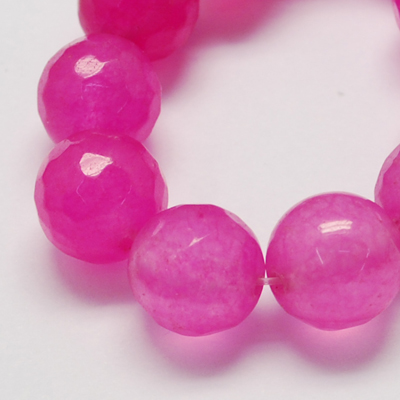 PandaHall Natural Jade Bead Strands, Dyed, Faceted, Round, Camellia, 10mm; Hole: 1mm, about 38pcs/strand, 14.5" Other Jade Round Pink