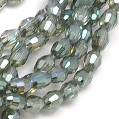 PandaHall Electroplate Glass Beads Strands, Full Rainbow Plated, Faceted, Oval, LightGrey, 6x4mm, Hole: 1mm; about 72pcs/strand, 16" Oval...