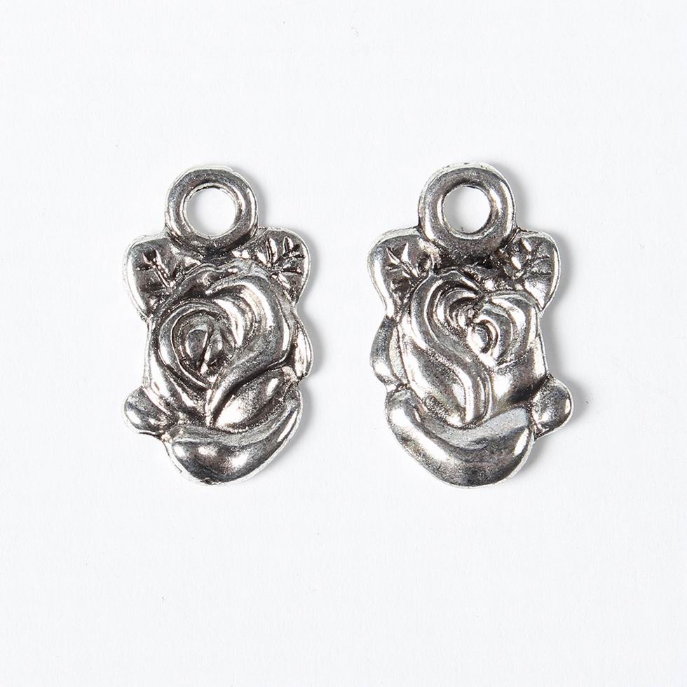 PandaHall Tibetan Style Rose Flower Pendants, Lead Free and Cadmium Free, Antique Silver, 18mm long, 11mm wide, 2mm thick hole: 3mm Alloy...