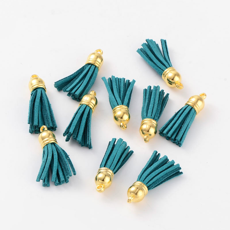 PandaHall Suede Tassels, with CCB Plastic Findings, Nice for DIY Earring or Cell Phone Straps Making, DarkCyan, 38x10mm, Hole: 2mm Suede...
