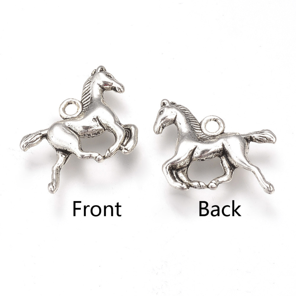 PandaHall Tibetan Style Alloy Pendants, Horse, Lead Free & Cadmium Free, Antique Silver, 14x19x3.5mm, Hole: 2mm; about 660pcs/1000g Alloy...