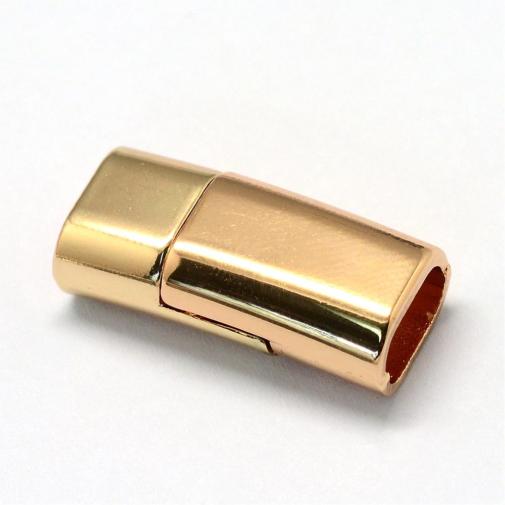 PandaHall Alloy Magnetic Clasps, Rectangle, Light Gold, 26x12.5x7mm, Half Hole: 5x9mm Alloy Rectangle