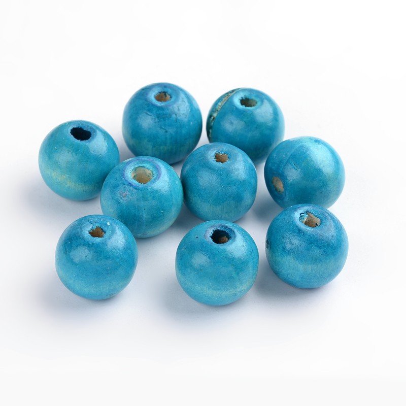 PandaHall SkyBlue Wood Round Chunky Beads for Jewelry Making, Dyed, about 19~20mm in diameter, 17.5~18mm thick, hole:4.5mm Wood Round Blue