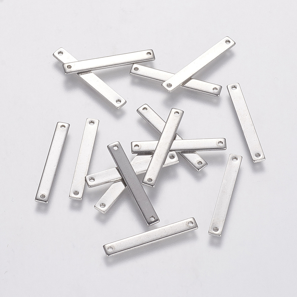 PandaHall 304 Stainless Steel Links, Rectangle, 25x3.5x1mm, Hole: 1mm Stainless Steel Rectangle