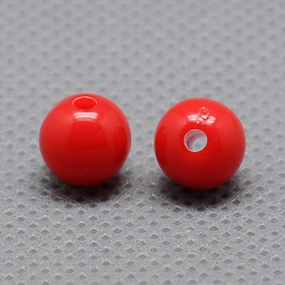 PandaHall Solid Acrylic Round Beads, Red, 6mm, Hole: 1.5mm Acrylic Round Red