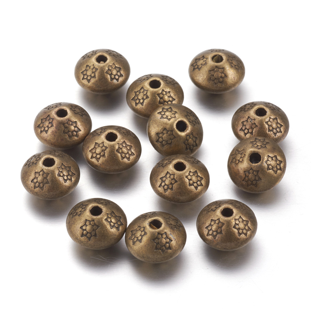 PandaHall Tibetan Style Spacer Beads, Bicone, Lead Free & Nickel Free & Cadmium Free, Antique Bronze, 10.5x7.5mm, Hole: 1mm Alloy Bicone