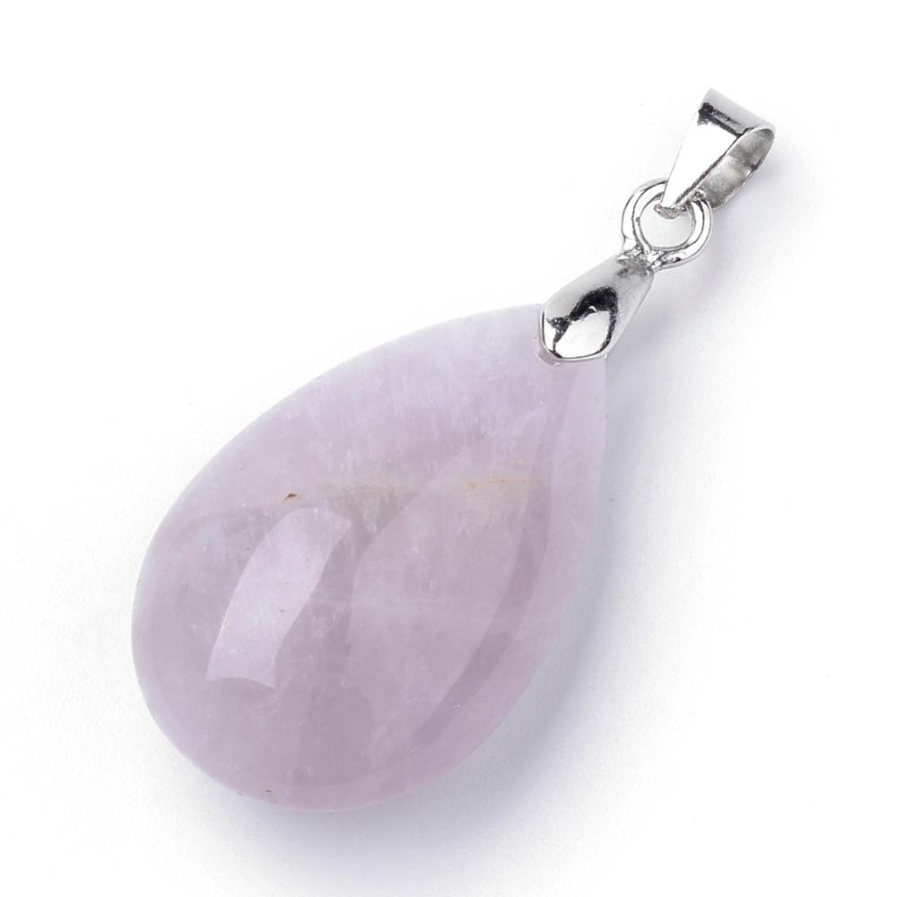 PandaHall Natural Amethyst Pendants, with Alloy Findings, Drop, Platinum, 23~24x14x8mm, Hole: 4x5mm Amethyst Drop