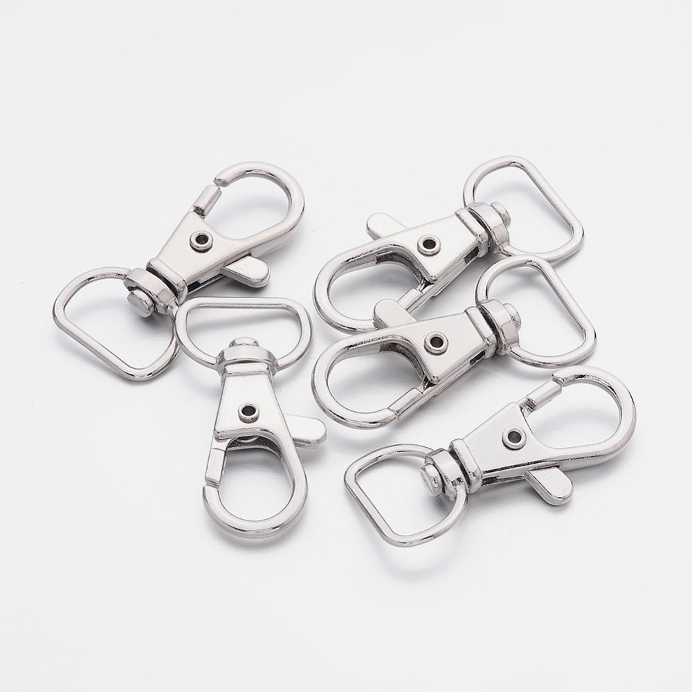 PandaHall Iron Swivel Lobster Claw Clasps, Swivel Snap Hook, Platinum, 37x17mm, Hole: 7x15mm Iron
