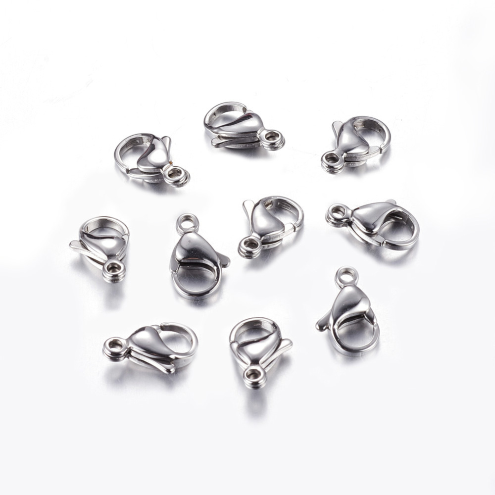 PandaHall 304 Stainless Steel Lobster Claw Clasps, 13x8x4mm, Hole: 1.5mm Stainless Steel Others