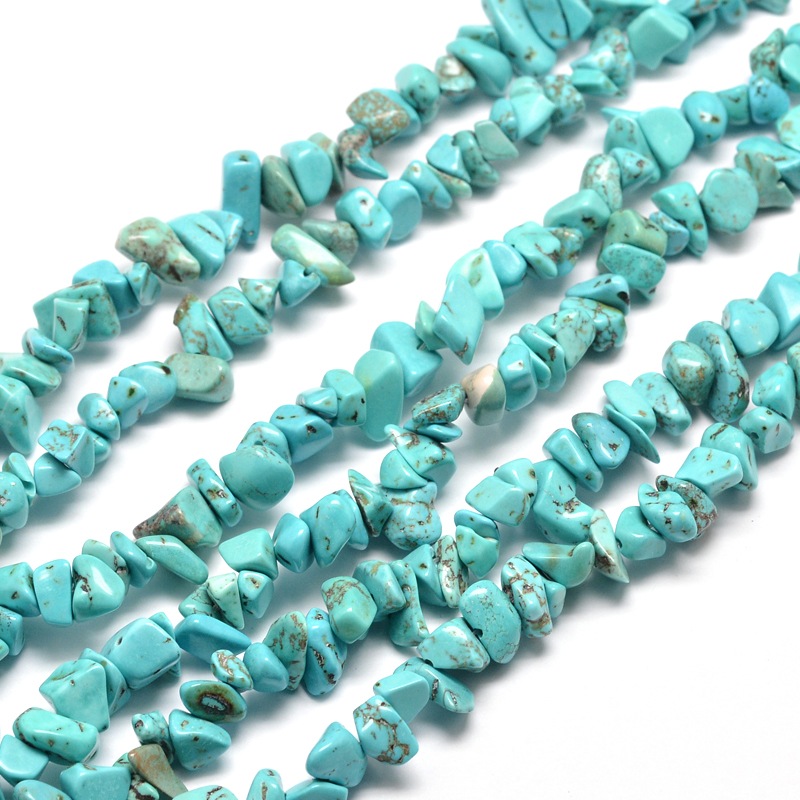 PandaHall Synthetic Turquoise Chip Bead Strands, Dyed, 5~8x5~8mm, Hole: 1mm; about 31.5" Synthetic Turquoise Chip