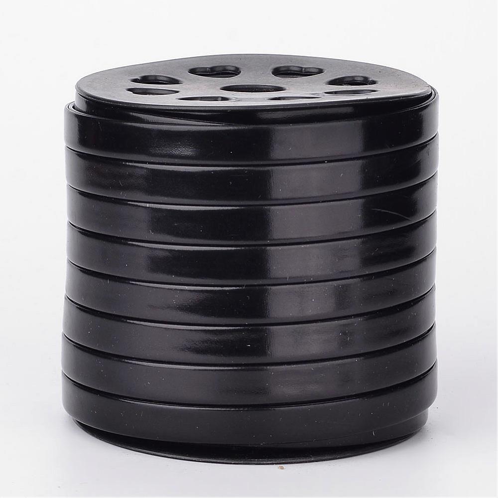 PandaHall Flat PU Leather Cord, Black, 10x2mm; about 25yard/roll(22.86m/roll) Imitation Leather Flat Black