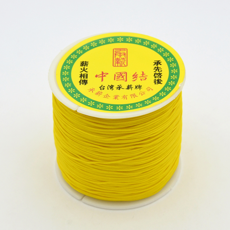 PandaHall Round String Thread Polyester Fibre Cords, Yellow, 0.7mm, about 100m/roll Polyester Yellow