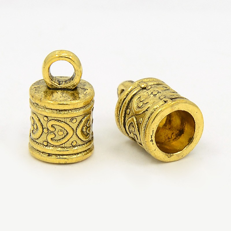 PandaHall Alloy Cord Ends, Terminators, Lead Free & Nickel Free & Cadmium Free, Antique Golden, 16x9mm, Hole: 3mm; 6.5mm inner diameter....