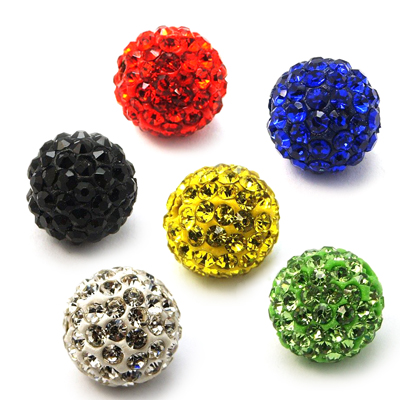 PandaHall Polymer Clay Rhinestone Beads, Pave Disco Ball Beads, Grade A, Round, PP15, Mixed Color, 10mm, Hole: 1.8~2mm Polymer Clay+Glass...