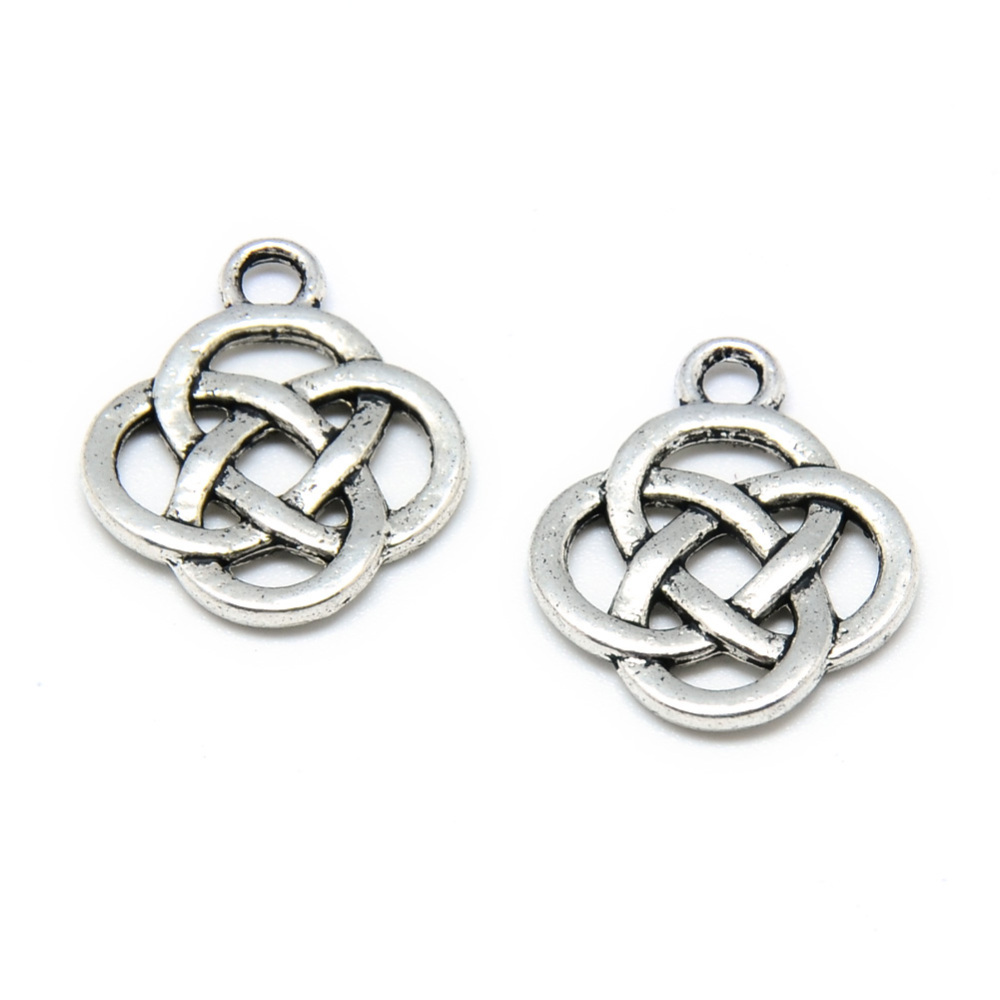 PandaHall Tibetan Style Alloy Pendants, Knot, Cadmium Free & Nickel Free & Lead Free, Antique Silver, 18.5x15.5x2mm, Hole: 2mm; about...