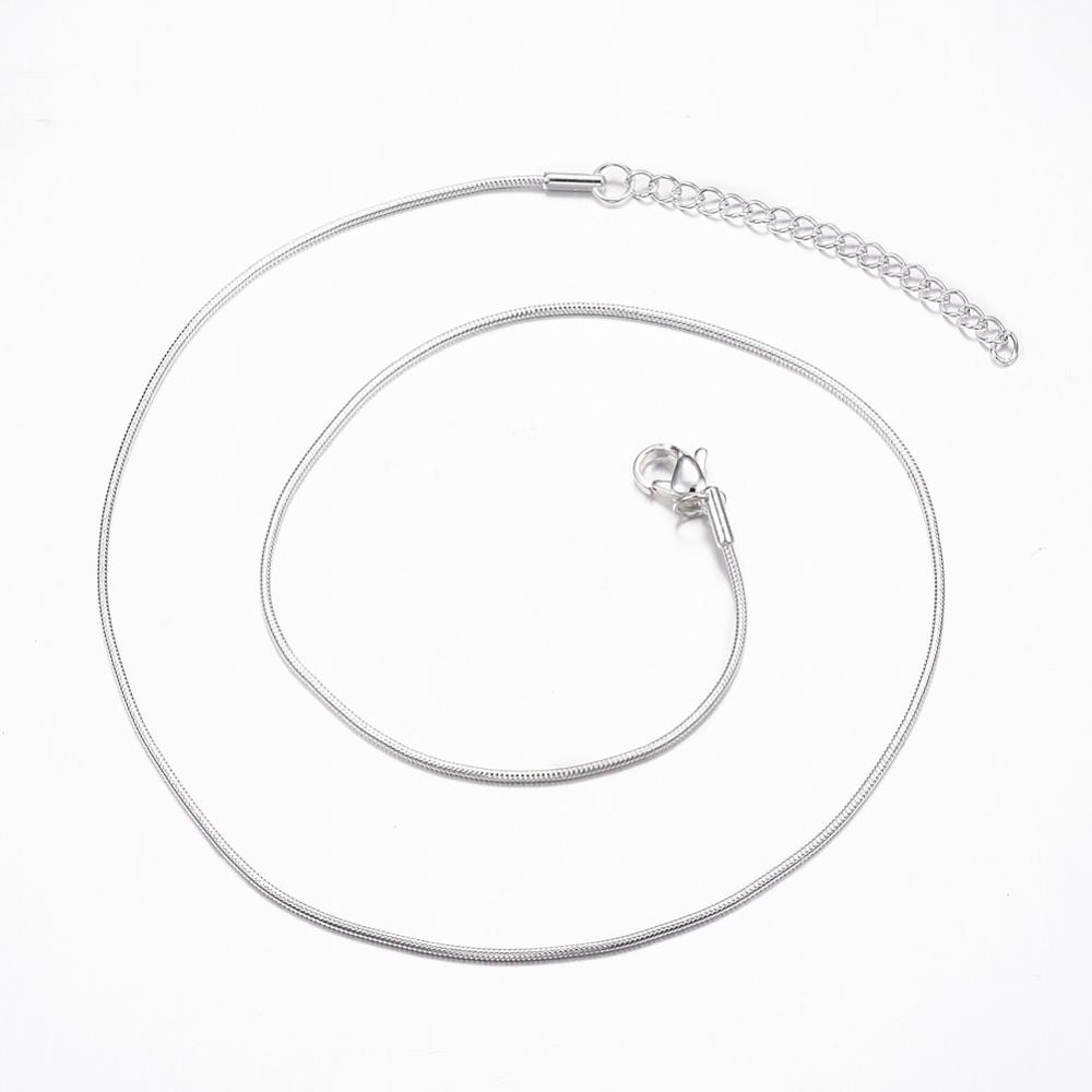 PandaHall 304 Stainless Steel Snake Chain Necklaces, with Lobster Claw Clasps, Silver, 17.7"(45cm) Stainless Steel Silver